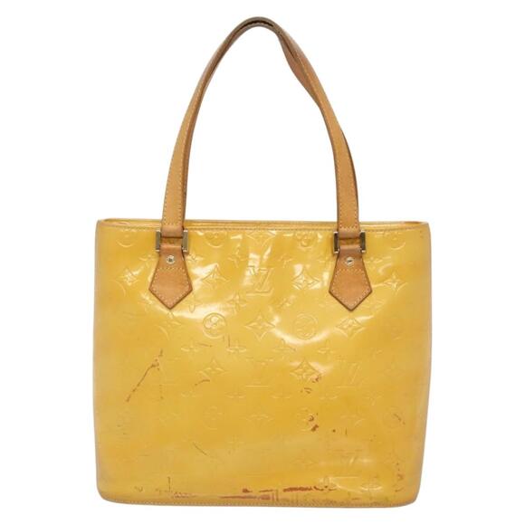 LOUIS VUITTON Monogram Vernis Houston Hand Bag Lime Yellow M91055 - Picture 2 of 12